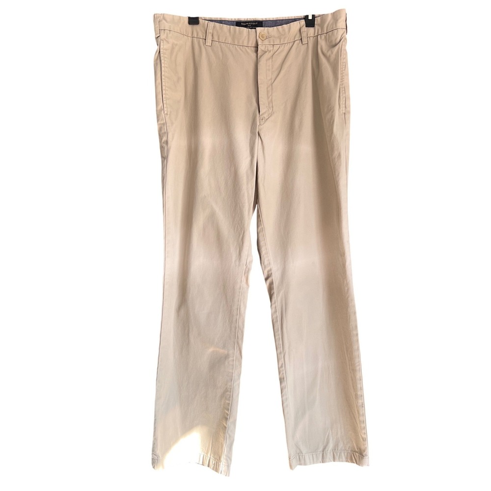 Banana Republic Gavin Straight Fit Chinos Mens 38x32 Khaki Tan 100% Cotton Pants - Picture 1 of 15
